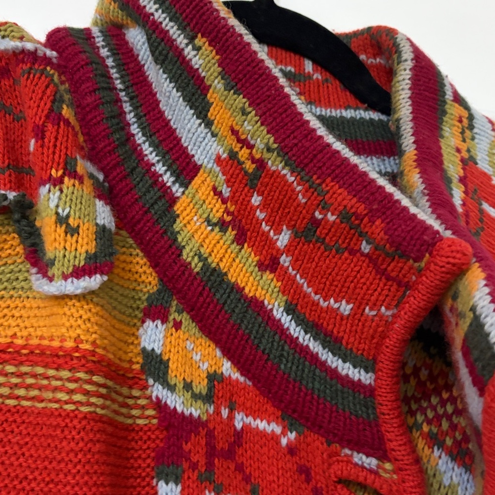 SALE! IVKO Wool Longline Duster Length Cardigan Sweater Colorful Boho Size Large - Picture 4 of 5